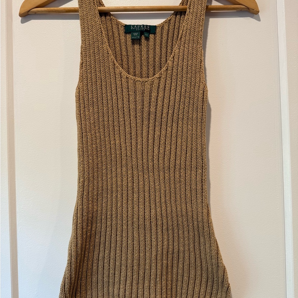 Lauren Ralph Lauren Tan Ribbed Tank Top